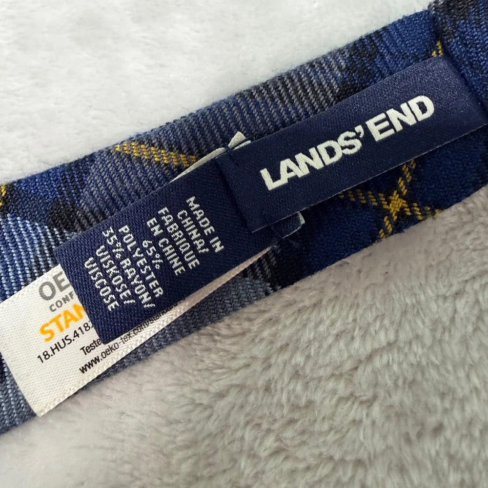 Lands End Blue Plaid Cross Tie School Uniform Adjustable OSFA 442162